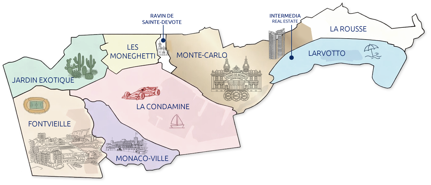 Carte des quartiers de Monaco